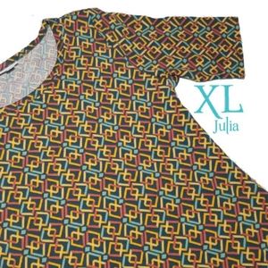 Lularoe Julia pencil dress yellow geometric XL